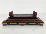 Japanese Buddhist Altar Lacquered Shumidan Part Vtg Carved Black Red Brass BP22