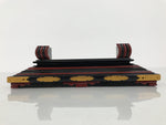 Japanese Buddhist Altar Lacquered Shumidan Part Vtg Carved Black Red Brass BP22