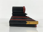 Japanese Buddhist Altar Lacquered Shumidan Part Vtg Carved Black Red Brass BP22