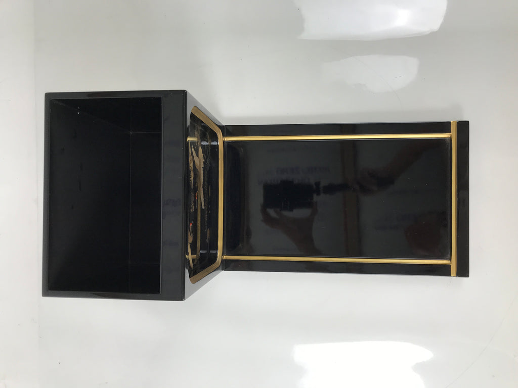 Japanese Buddhist Altar Lacquered Wood Base Piece Black Gold Makie Drawers BA585