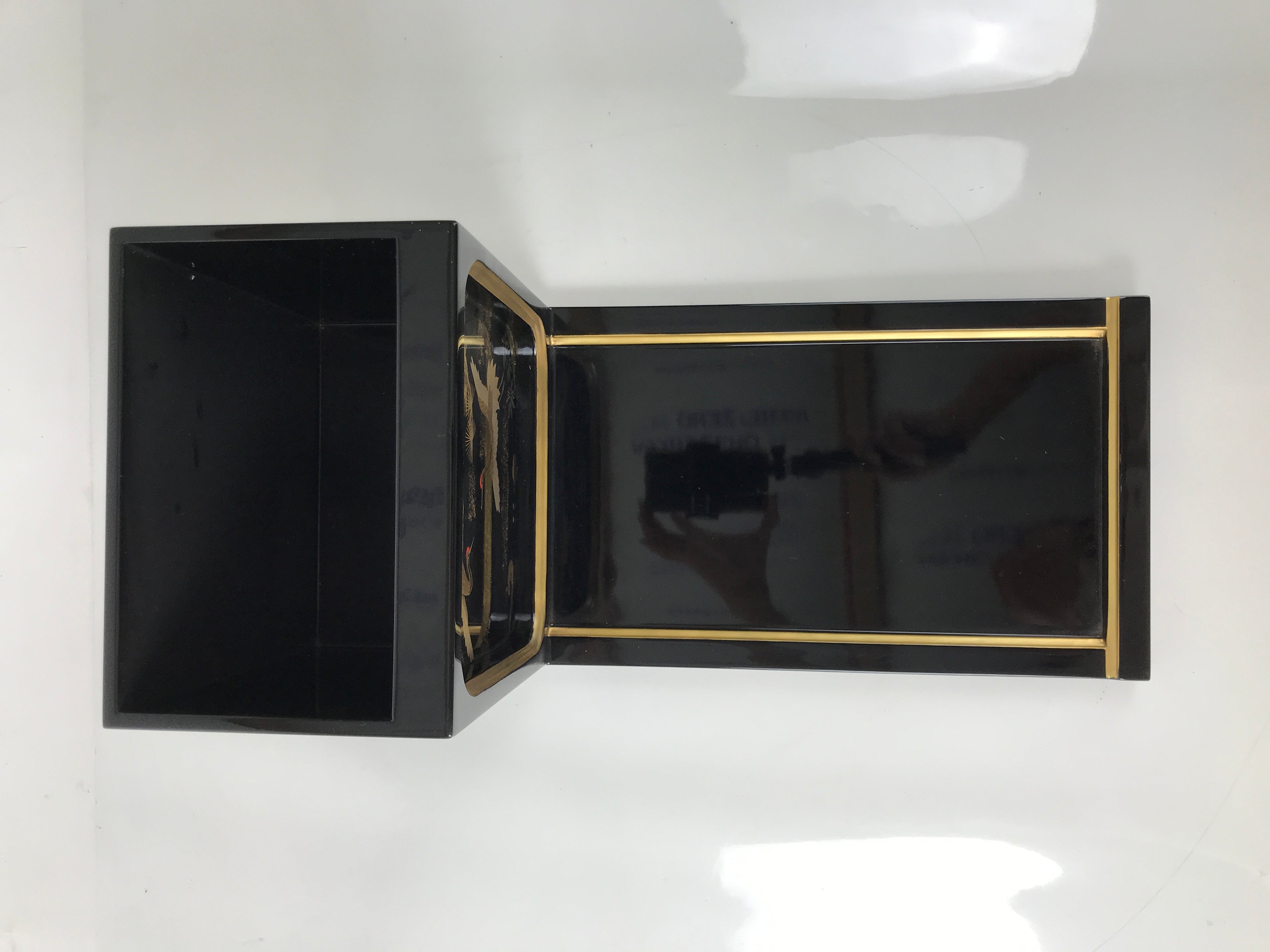 Japanese Buddhist Altar Lacquered Wood Base Piece Black Gold Makie Drawers BA585
