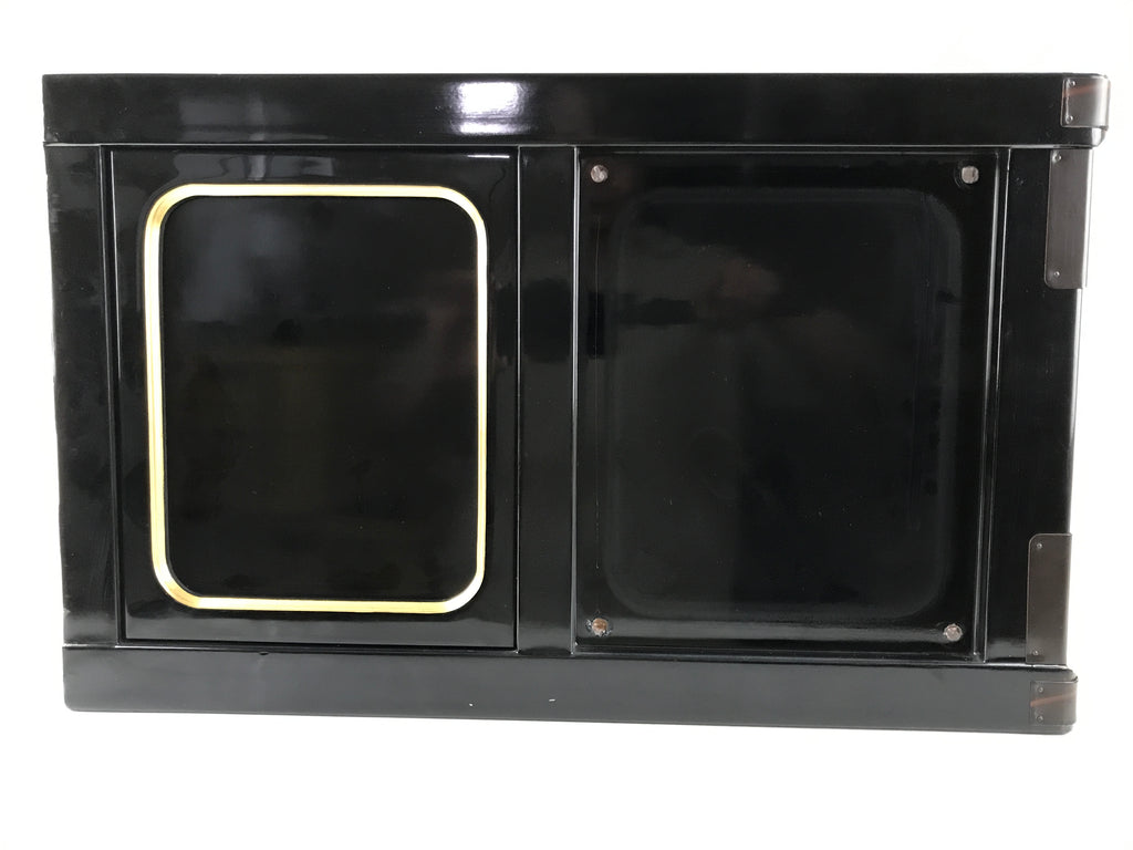 Japanese Buddhist Altar Lacquered Wood Base Piece Black Gold Makie Drawers BA585