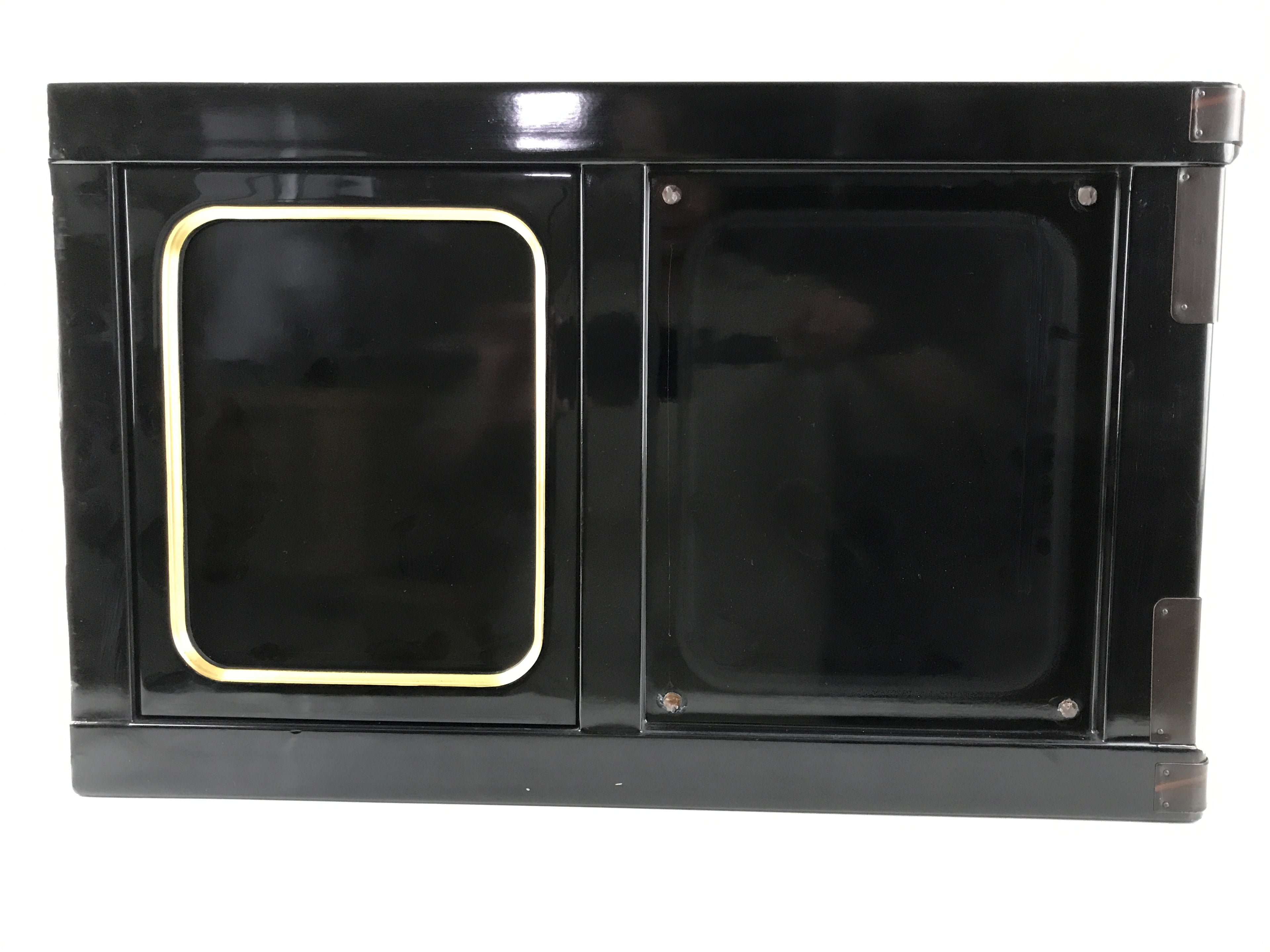Japanese Buddhist Altar Lacquered Wood Base Piece Black Gold Makie Drawers BA585