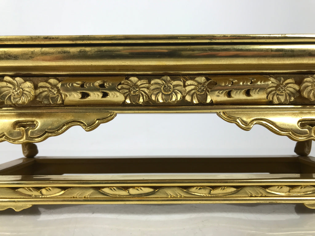 Japanese Buddhist Altar Lacquered Wood Offering Table Vtg Maejoku Red Gold BA603