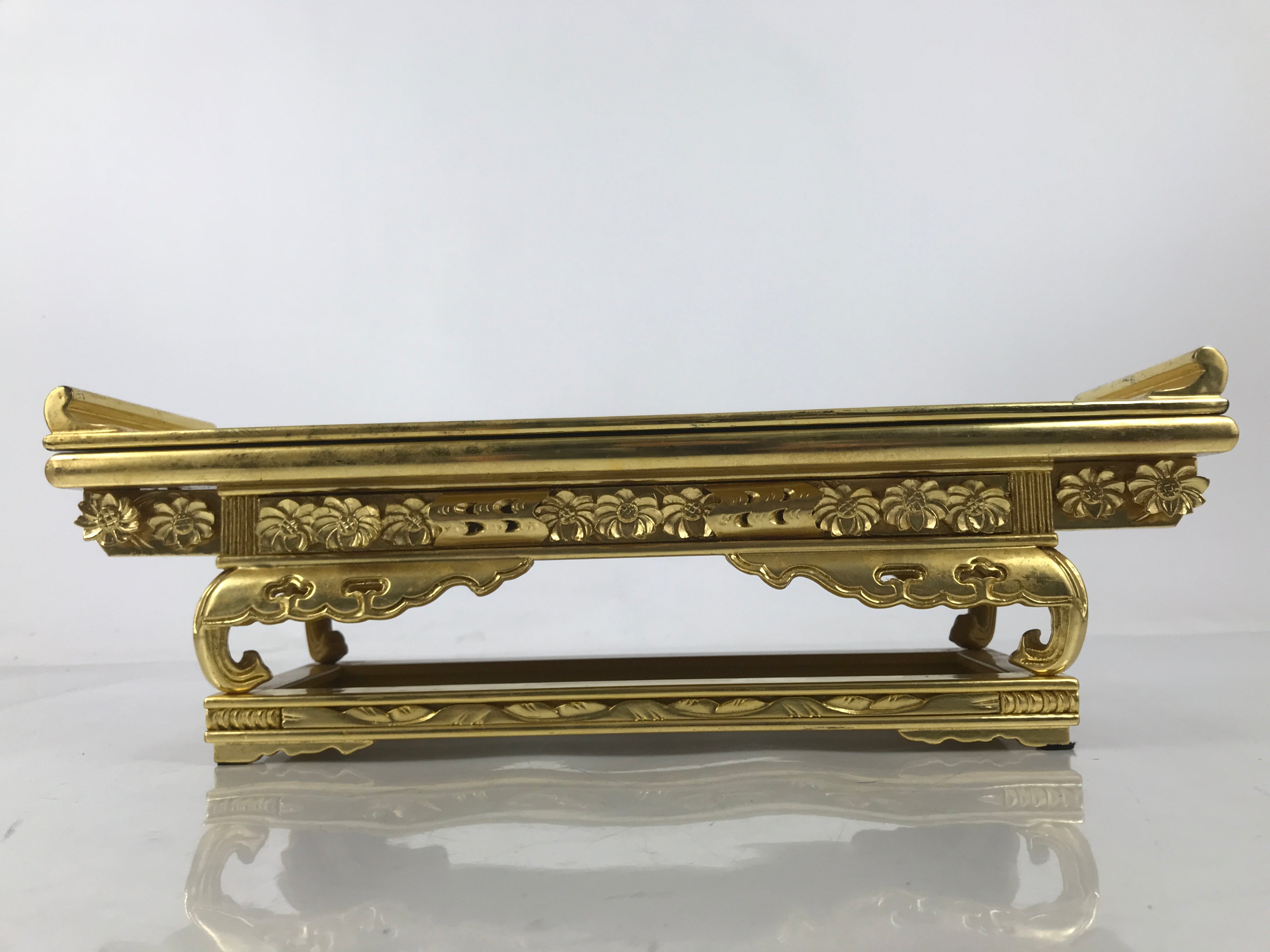 Japanese Buddhist Altar Lacquered Wood Offering Table Vtg Maejoku Red Gold BA603