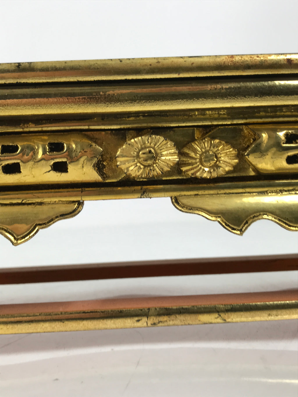 Japanese Buddhist Altar Lacquered Wood Offering Table Vtg Maejoku Red Gold BA626