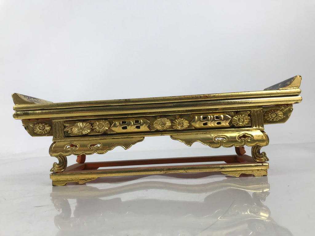 Japanese Buddhist Altar Lacquered Wood Offering Table Vtg Maejoku Red Gold BA626