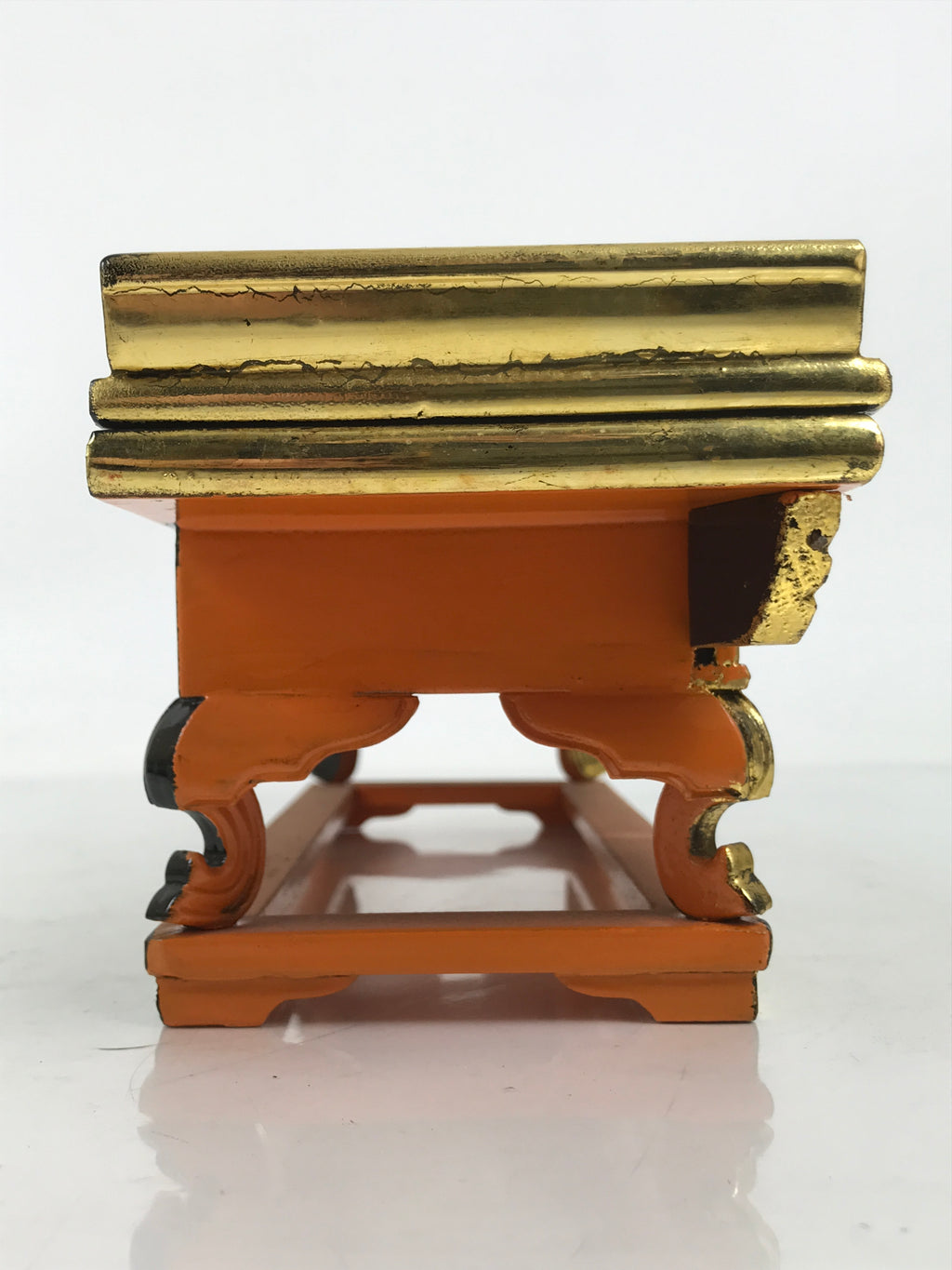 Japanese Buddhist Altar Lacquered Wood Offering Table Vtg Maejoku Red Gold BA626