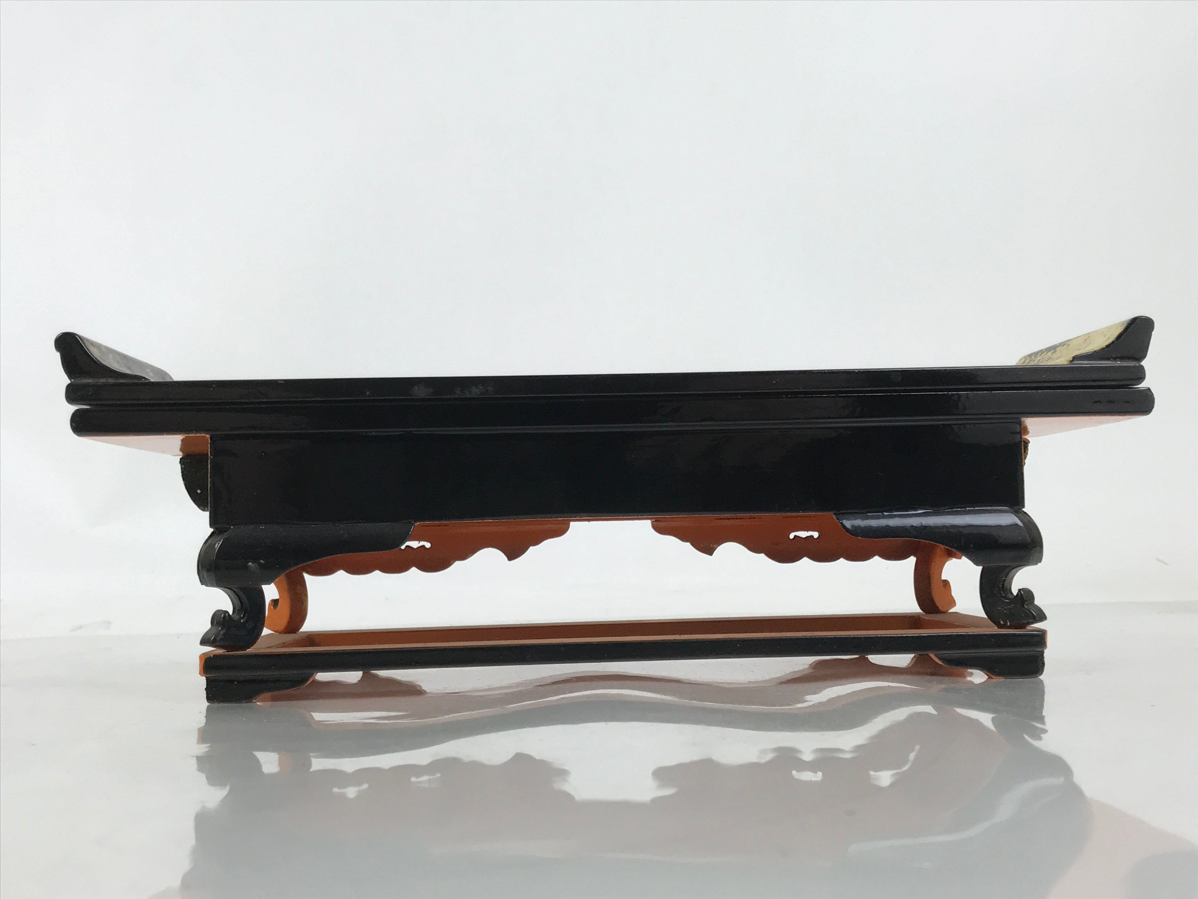 Japanese Buddhist Altar Lacquered Wood Offering Table Vtg Maejoku Red Gold BA626