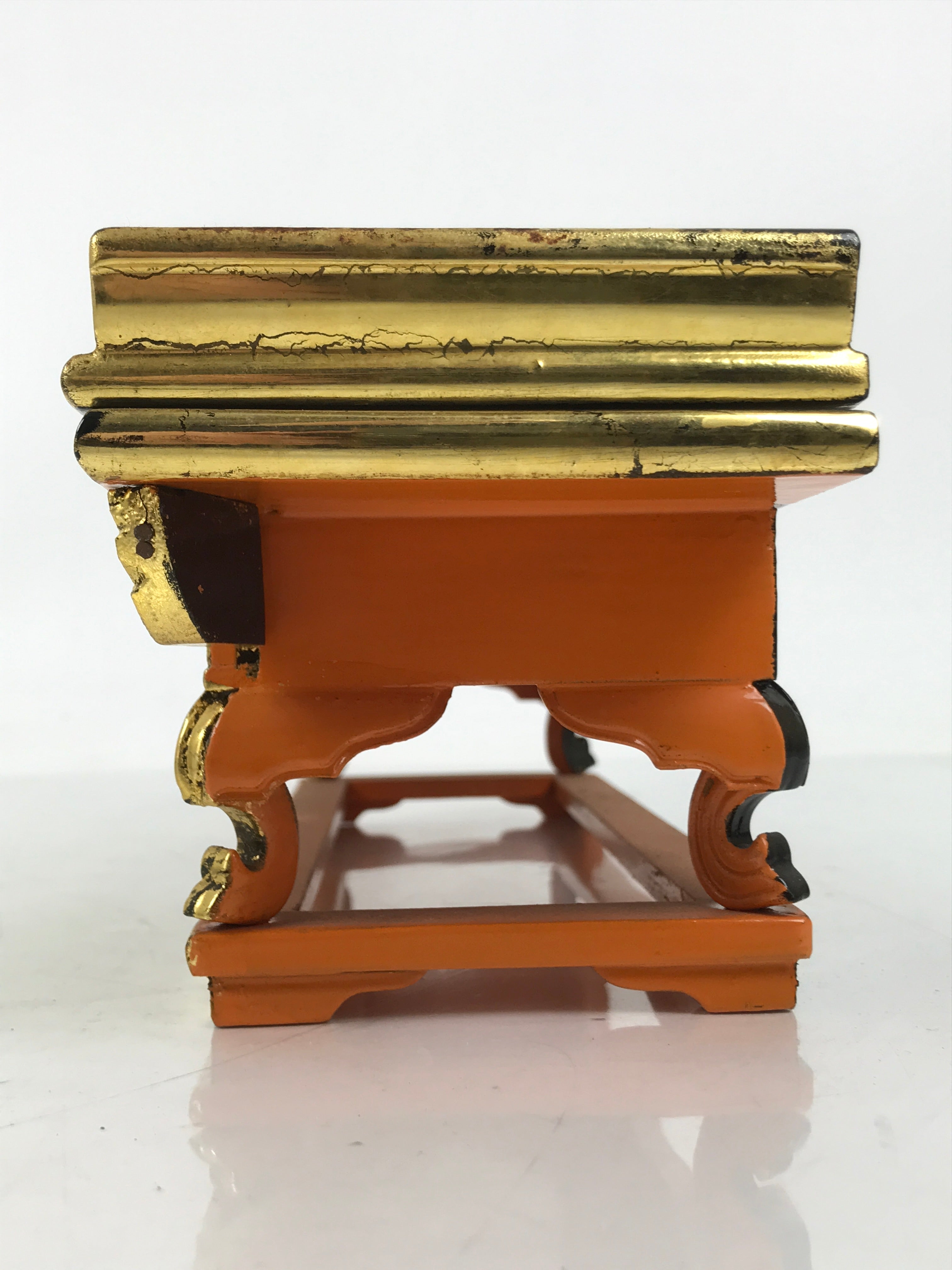 Japanese Buddhist Altar Lacquered Wood Offering Table Vtg Maejoku Red Gold BA626