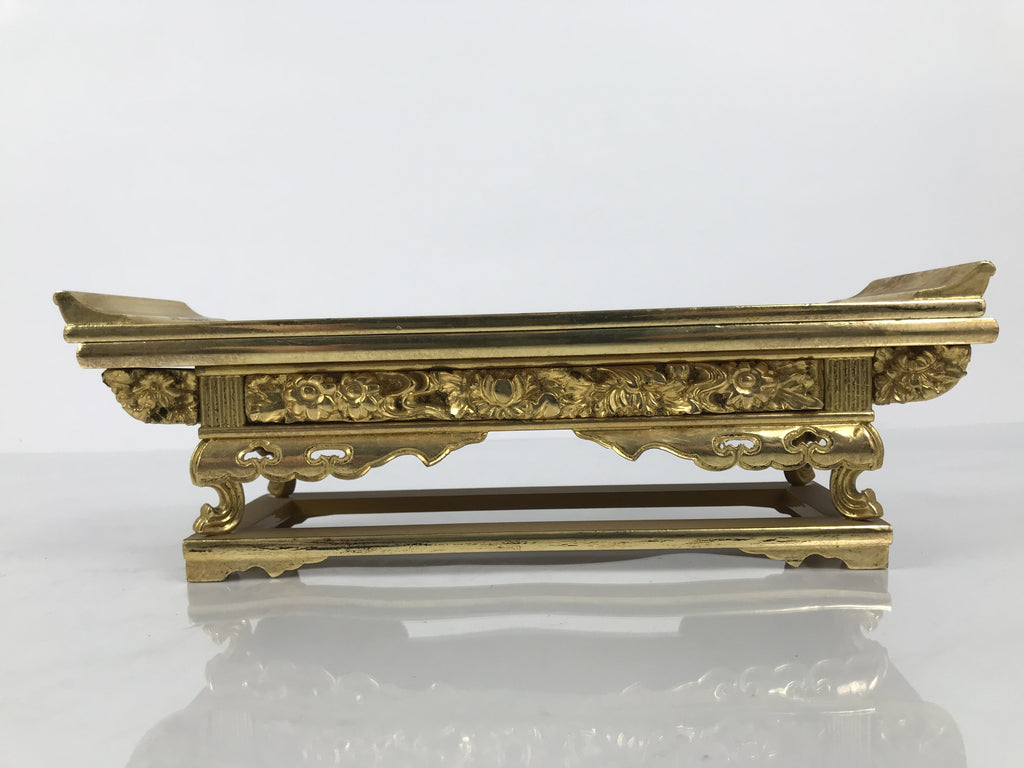 Japanese Buddhist Altar Lacquered Wood Offering Table Vtg Maejoku Red Gold BA857