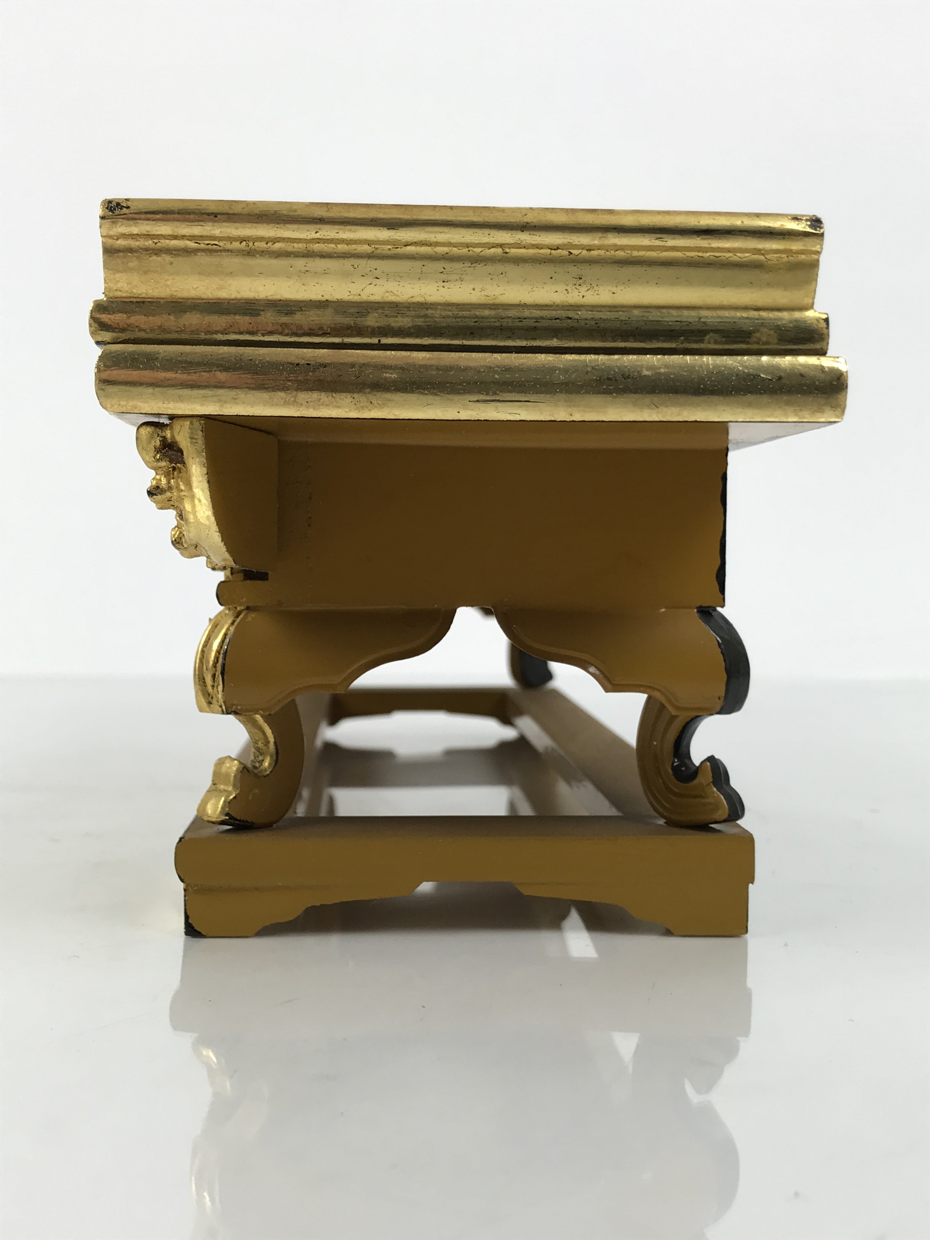 Japanese Buddhist Altar Lacquered Wood Offering Table Vtg Maejoku Red Gold BA857