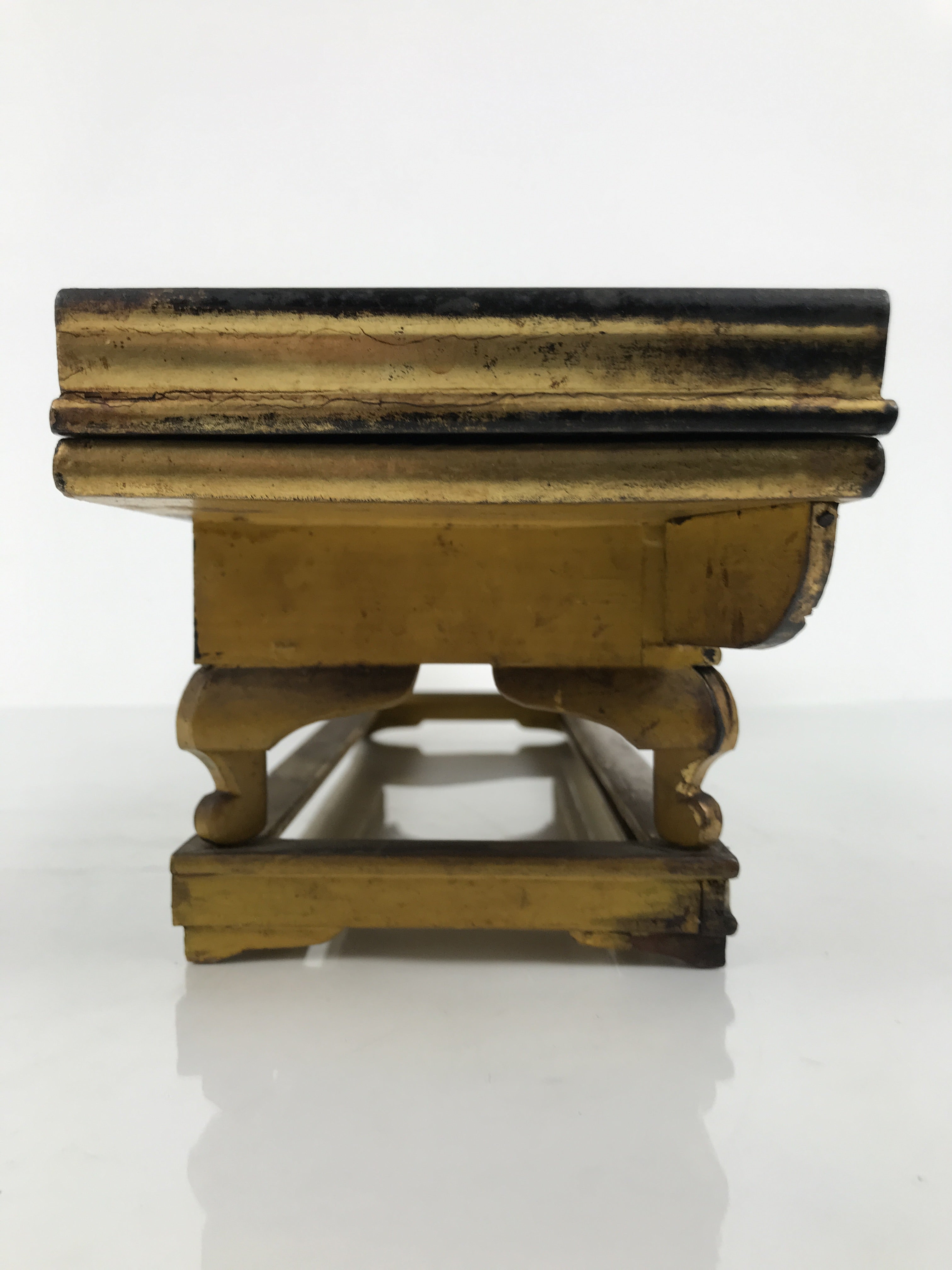 Japanese Buddhist Altar Lacquered Wood Offering Table Vtg Maejoku Red Gold BA858