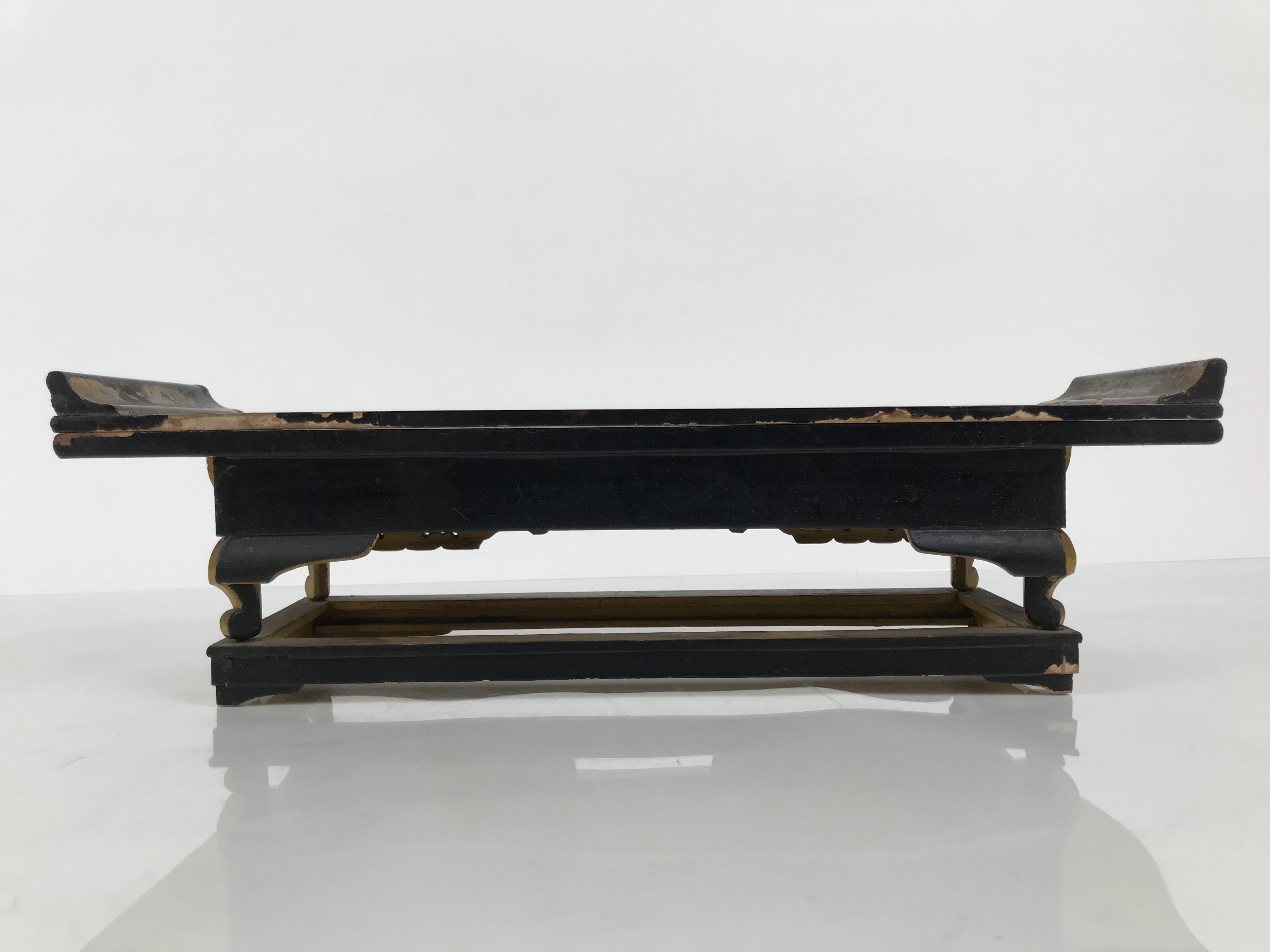 Japanese Buddhist Altar Lacquered Wood Offering Table Vtg Maejoku Red Gold BA858
