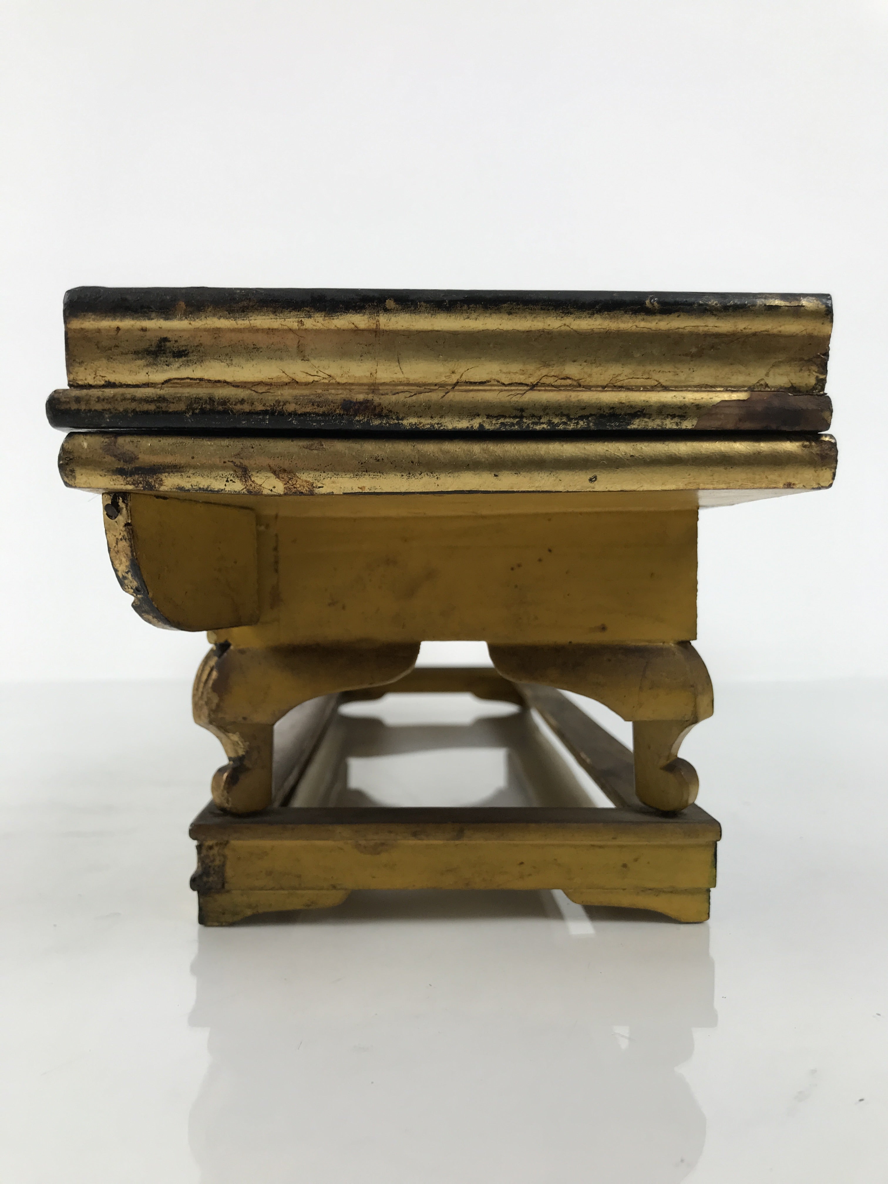 Japanese Buddhist Altar Lacquered Wood Offering Table Vtg Maejoku Red Gold BA858