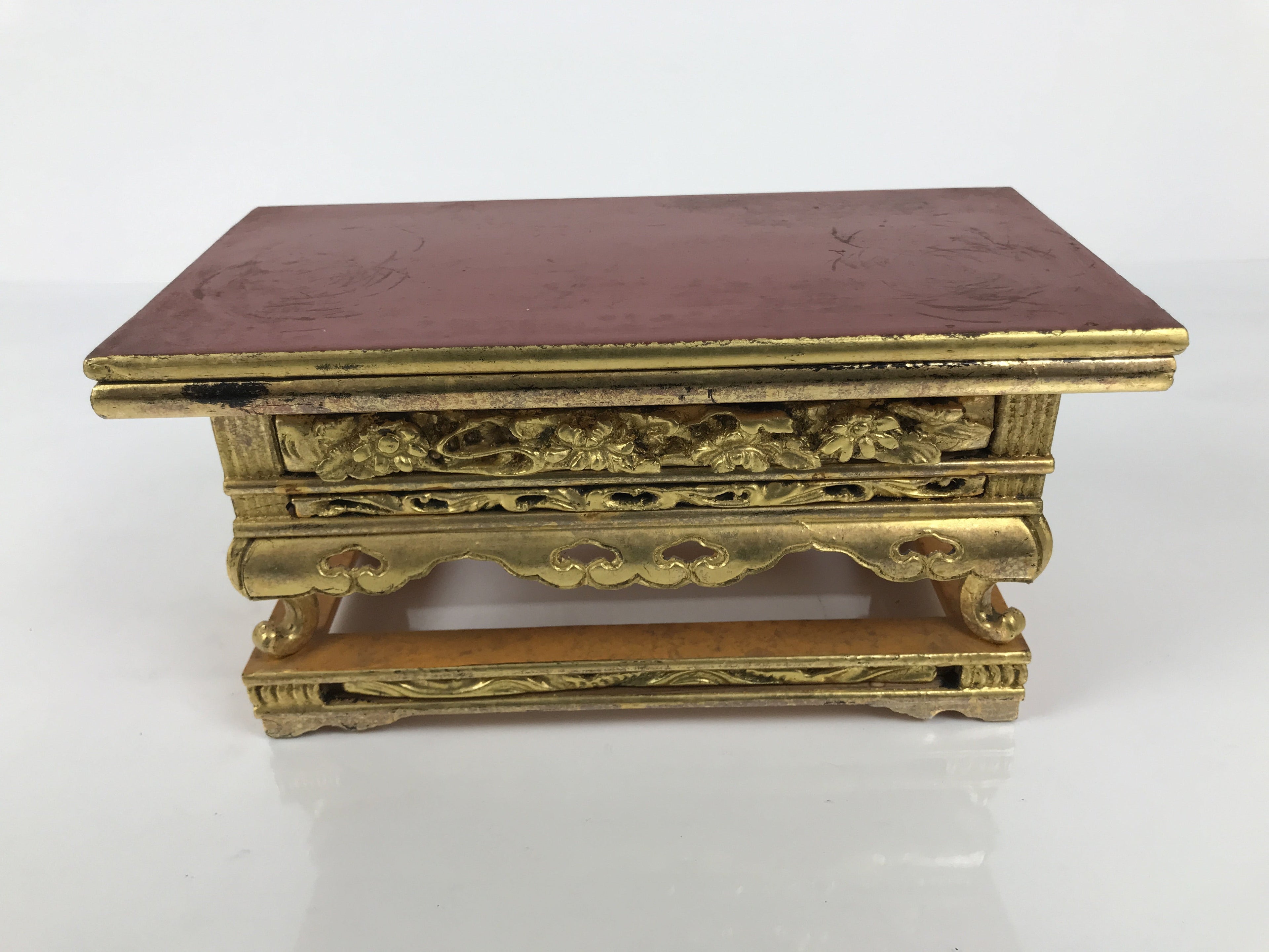 Japanese Buddhist Altar Lacquered Wood Offering Table Vtg Uwajoku Maejoku BA864