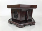 Japanese Buddhist Altar Large Wooden Singing Bell Orin Stand Vtg Hexagonal BA717