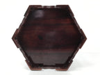 Japanese Buddhist Altar Large Wooden Singing Bell Orin Stand Vtg Hexagonal BA717