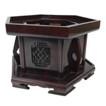 Japanese Buddhist Altar Large Wooden Singing Bell Orin Stand Vtg Hexagonal BA717