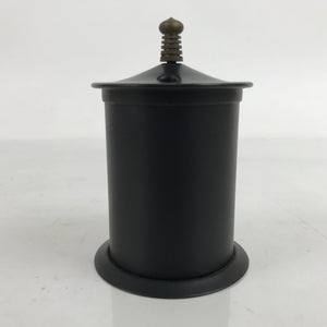 Japanese Buddhist Altar Metal Matchstick Disposal Jar Hikeshi Vtg Black BA402