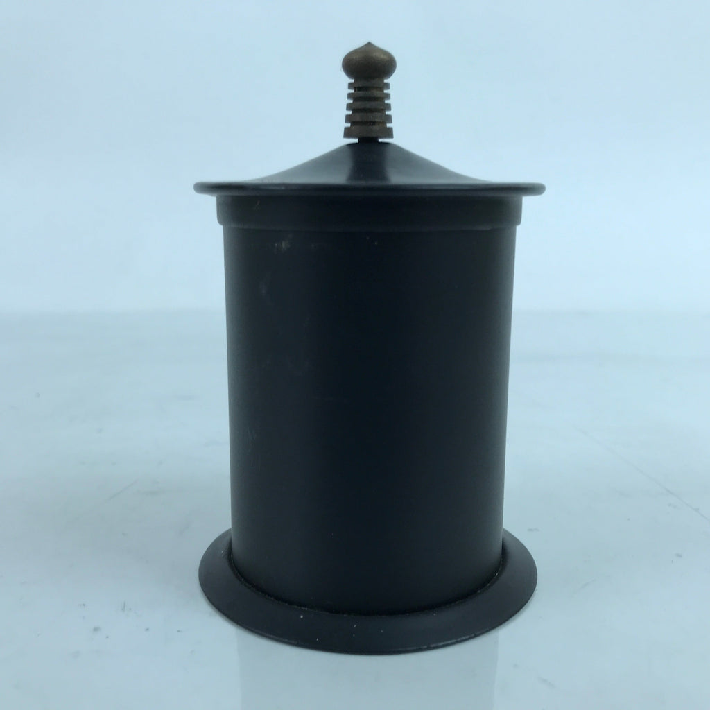 Japanese Buddhist Altar Metal Matchstick Disposal Jar Hikeshi Vtg Black BA402