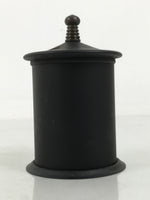 Japanese Buddhist Altar Metal Matchstick Disposal Jar Hikeshi Vtg Black BA637