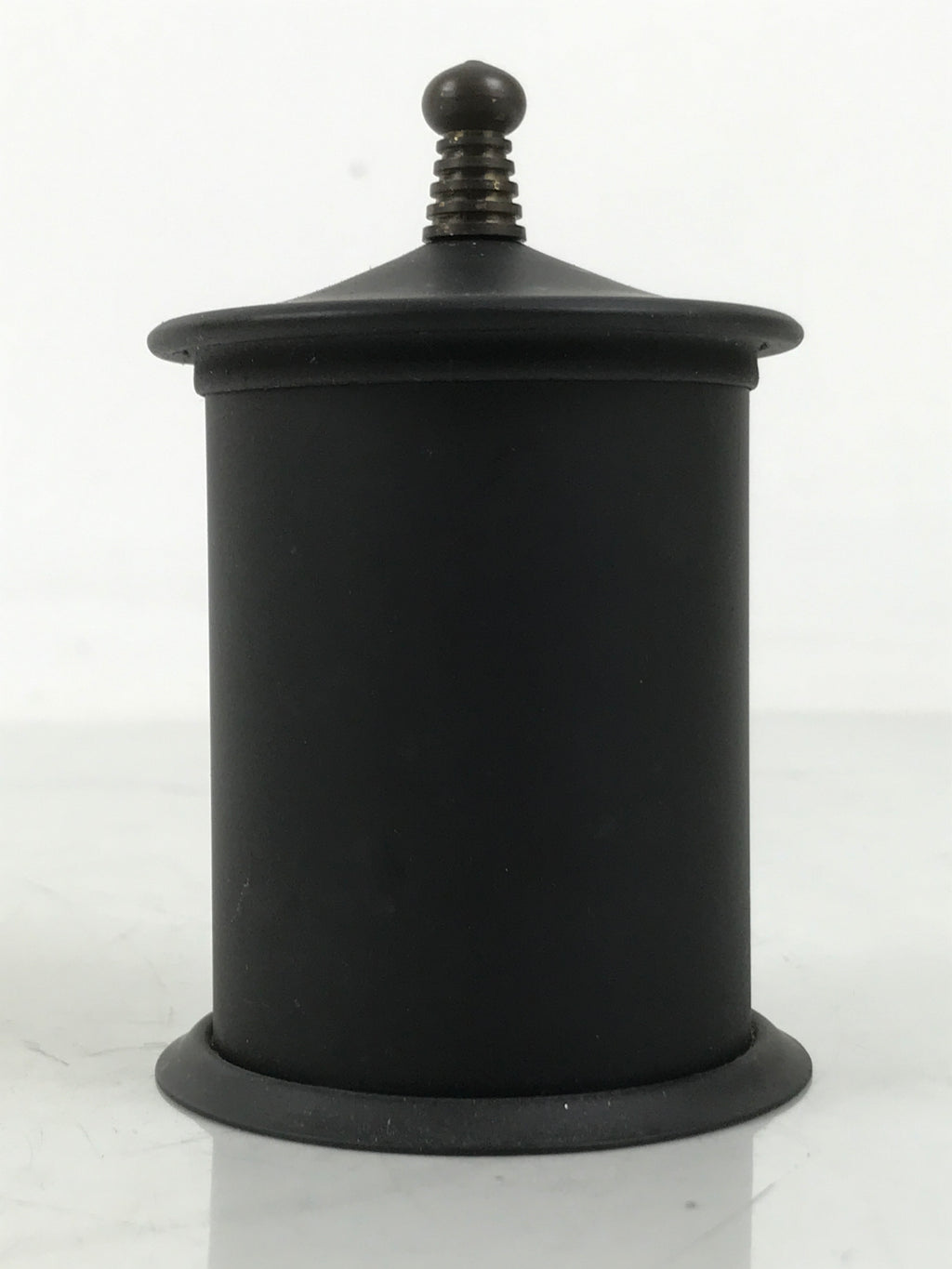 Japanese Buddhist Altar Metal Matchstick Disposal Jar Hikeshi Vtg Black BA637