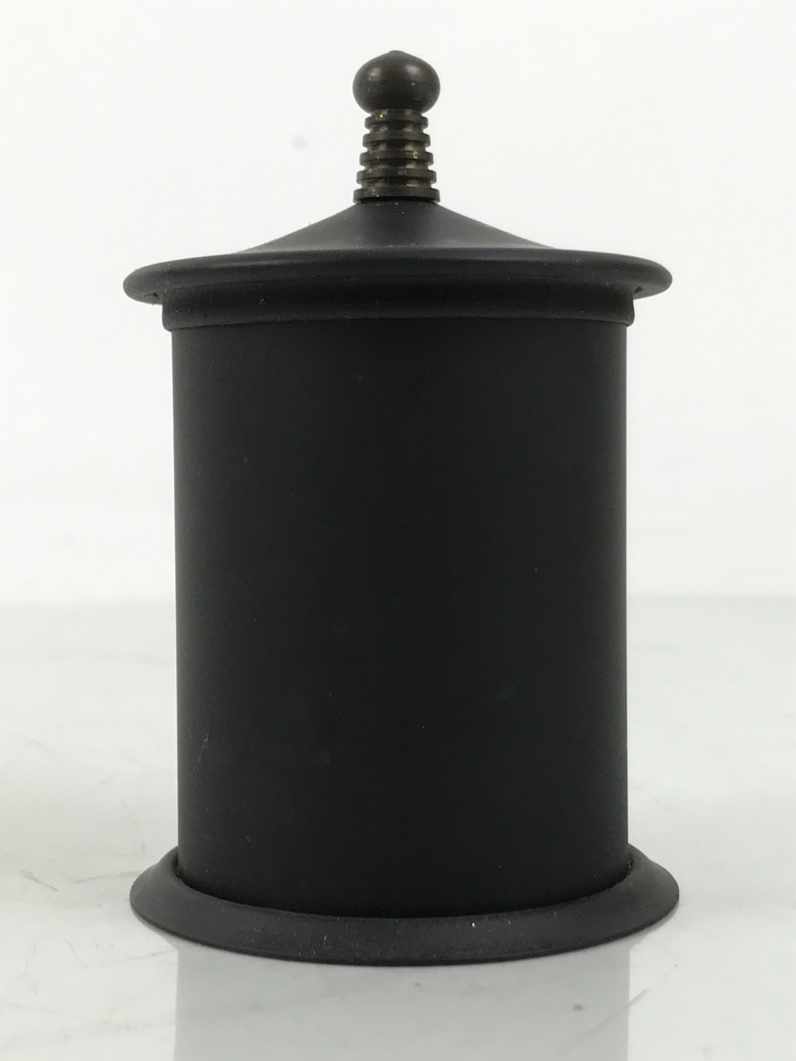 Japanese Buddhist Altar Metal Matchstick Disposal Jar Hikeshi Vtg Black BA637