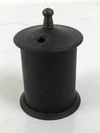 Japanese Buddhist Altar Metal Matchstick Disposal Jar Hikeshi Vtg Black BA637