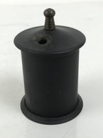 Japanese Buddhist Altar Metal Matchstick Disposal Jar Hikeshi Vtg Black BA637