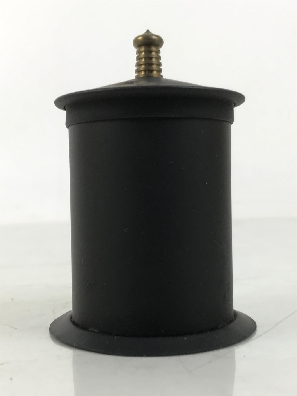Japanese Buddhist Altar Metal Matchstick Disposal Jar Hikeshi Vtg Black BA638