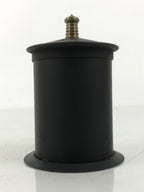Japanese Buddhist Altar Metal Matchstick Disposal Jar Hikeshi Vtg Black BA638