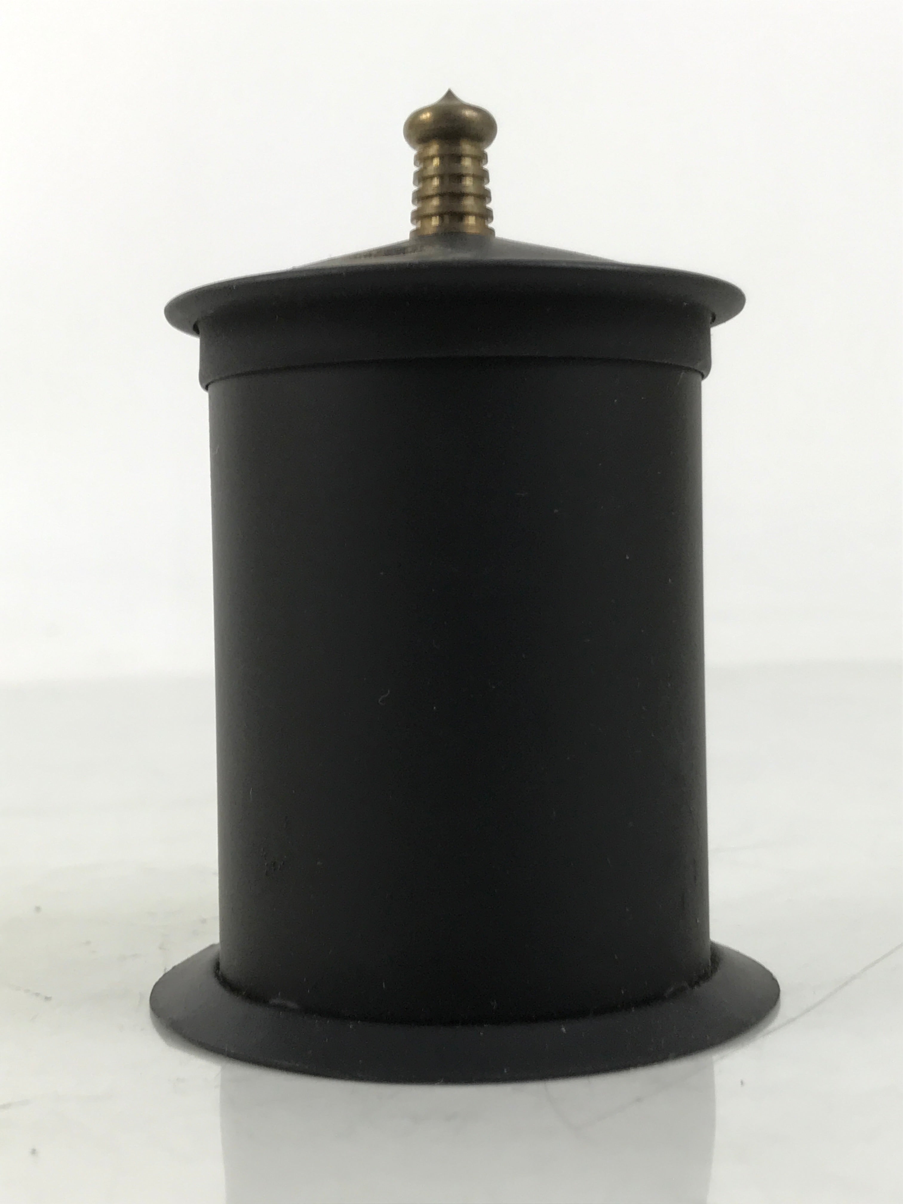 Japanese Buddhist Altar Metal Matchstick Disposal Jar Hikeshi Vtg Black BA638