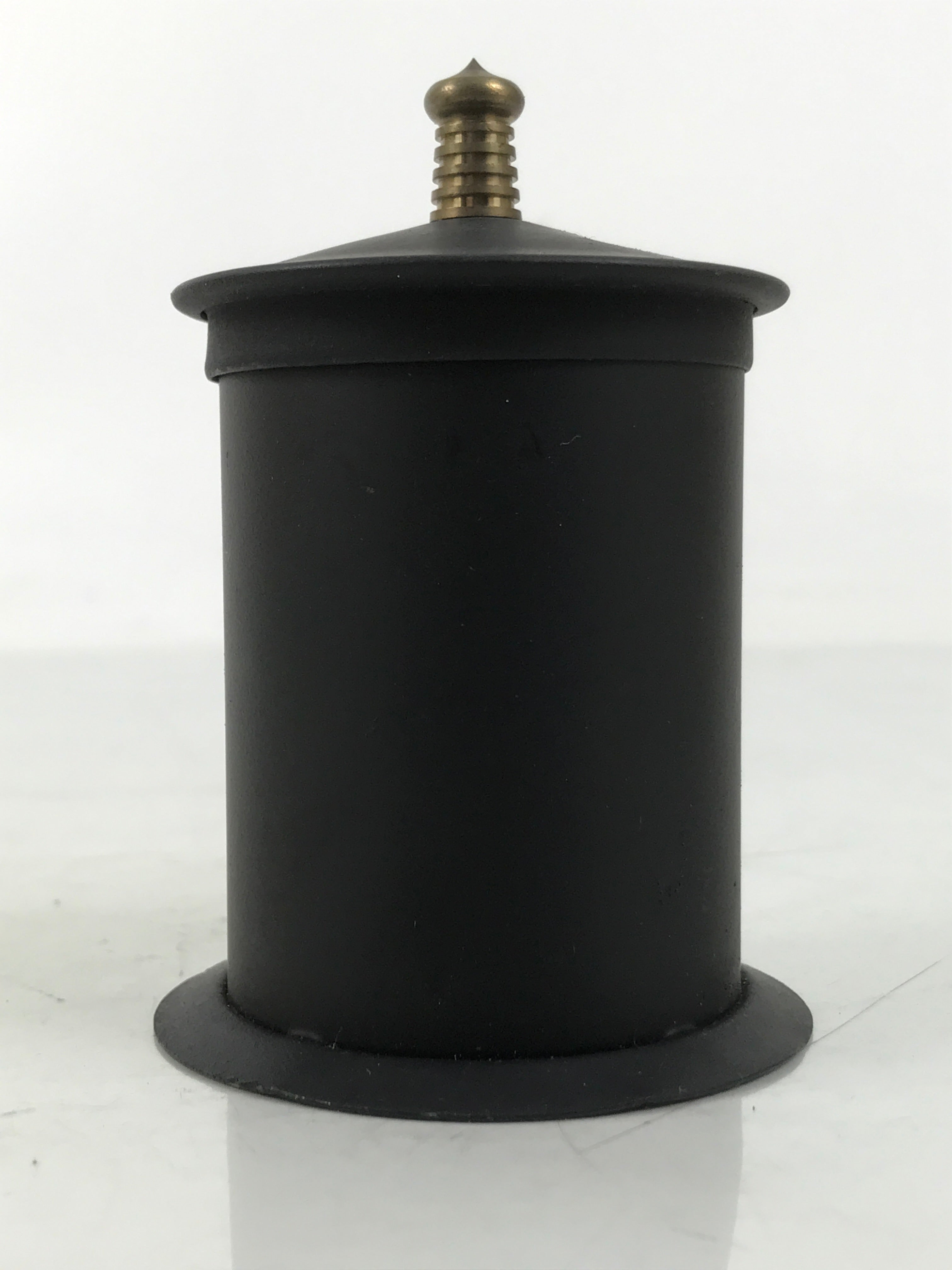 Japanese Buddhist Altar Metal Matchstick Disposal Jar Hikeshi Vtg Black BA638