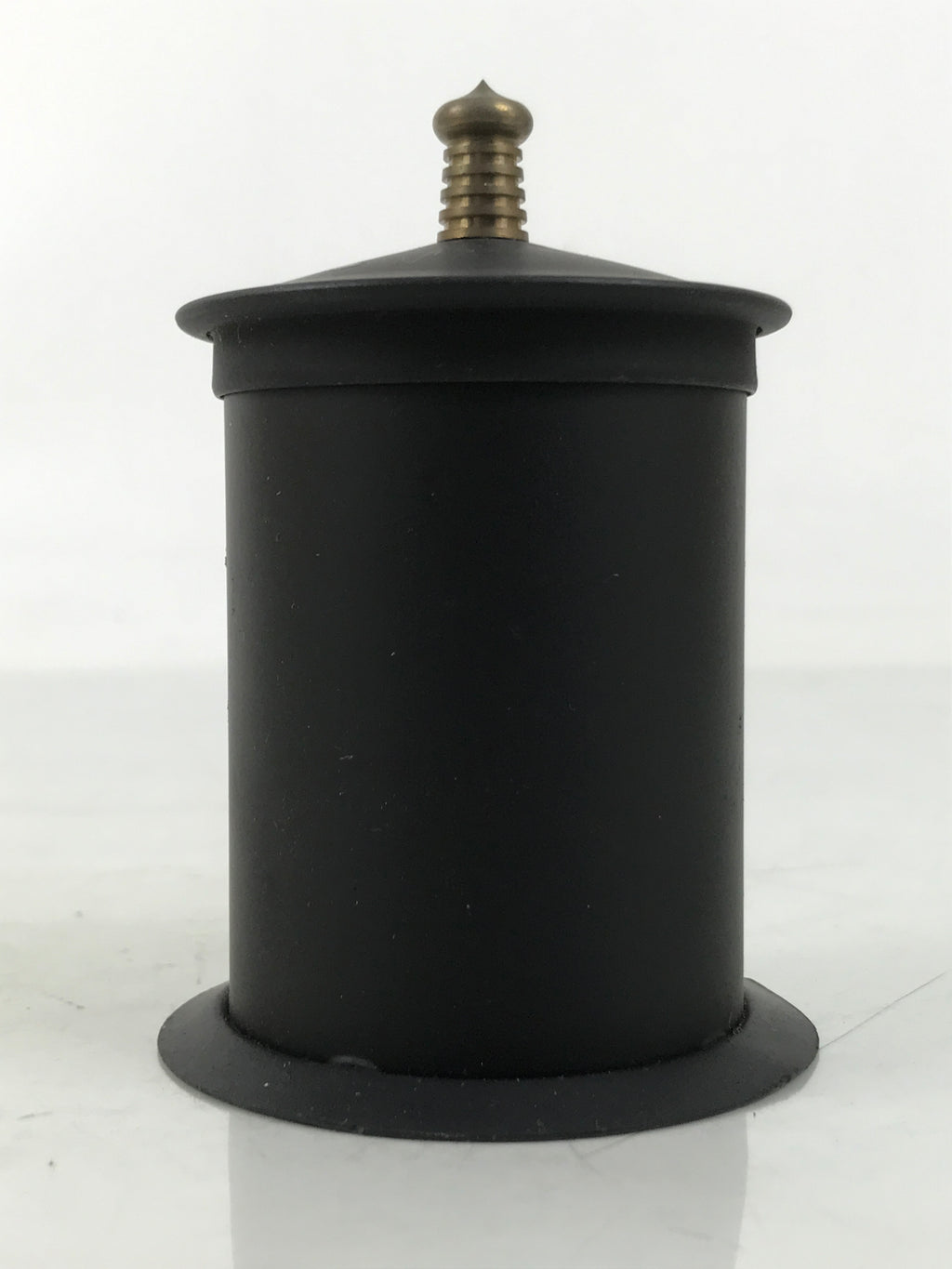 Japanese Buddhist Altar Metal Matchstick Disposal Jar Hikeshi Vtg Black BA638