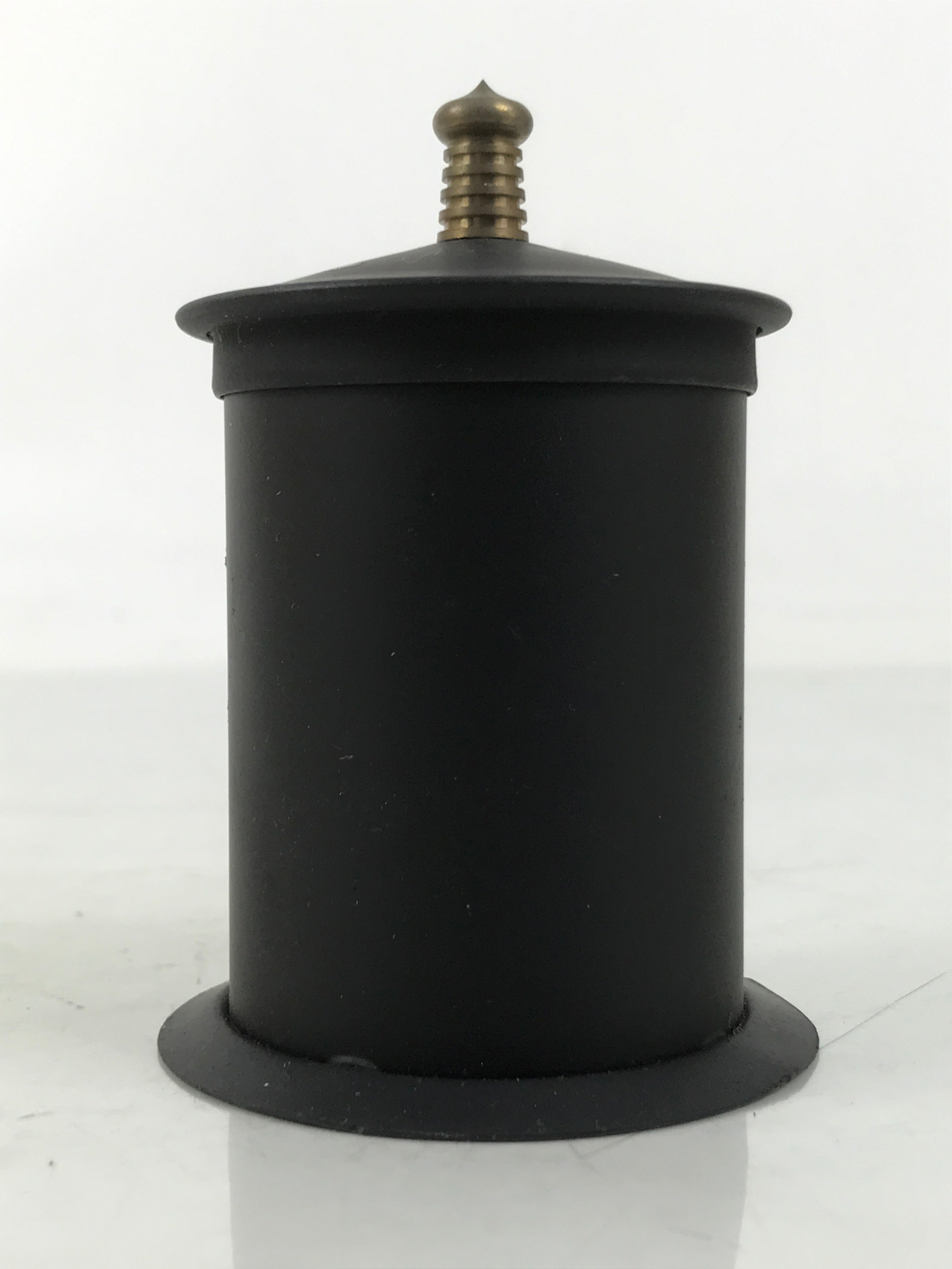 Japanese Buddhist Altar Metal Matchstick Disposal Jar Hikeshi Vtg Black BA638