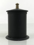 Japanese Buddhist Altar Metal Matchstick Disposal Jar Hikeshi Vtg Black BA638