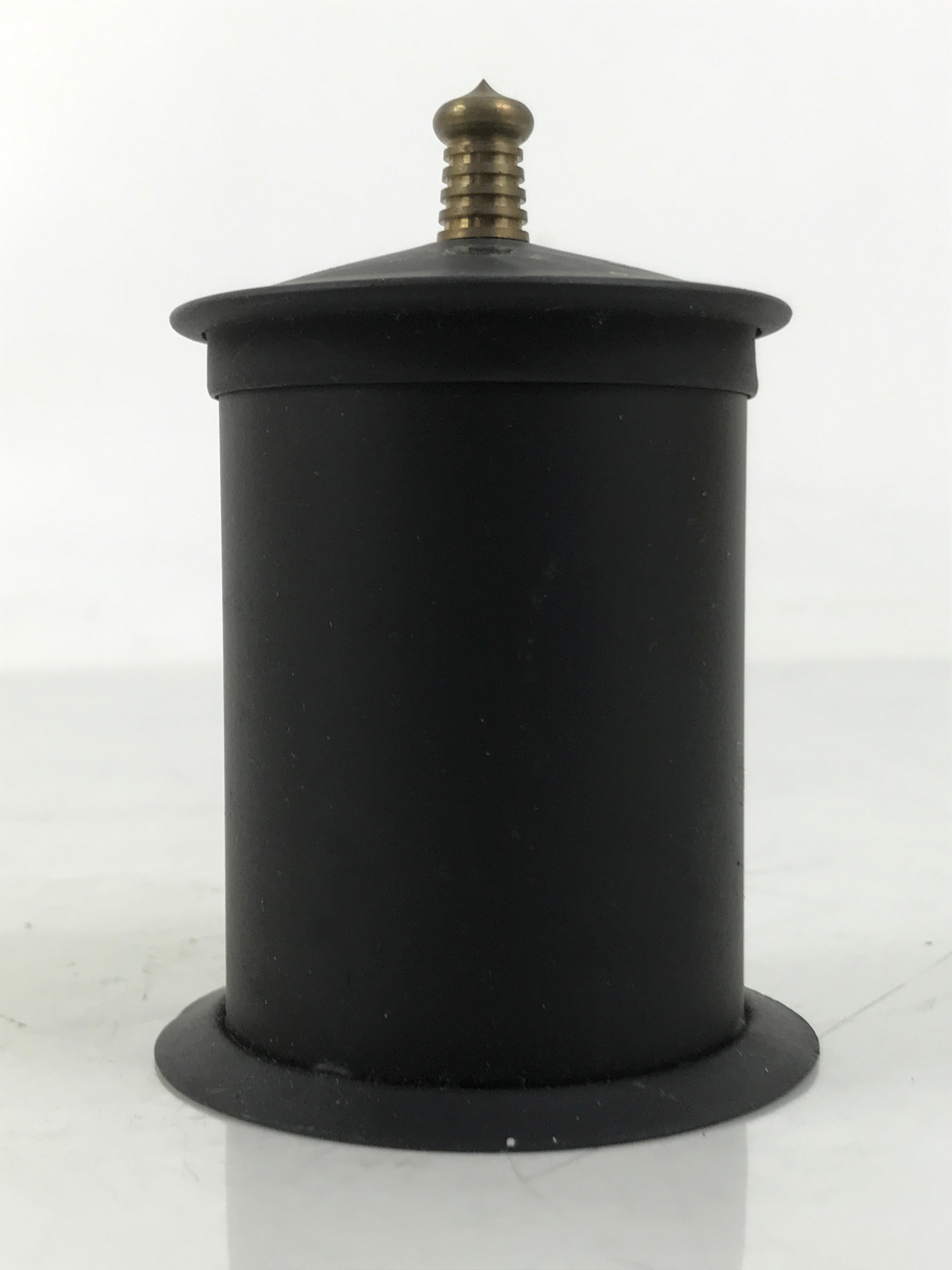 Japanese Buddhist Altar Metal Matchstick Disposal Jar Hikeshi Vtg Black BA638