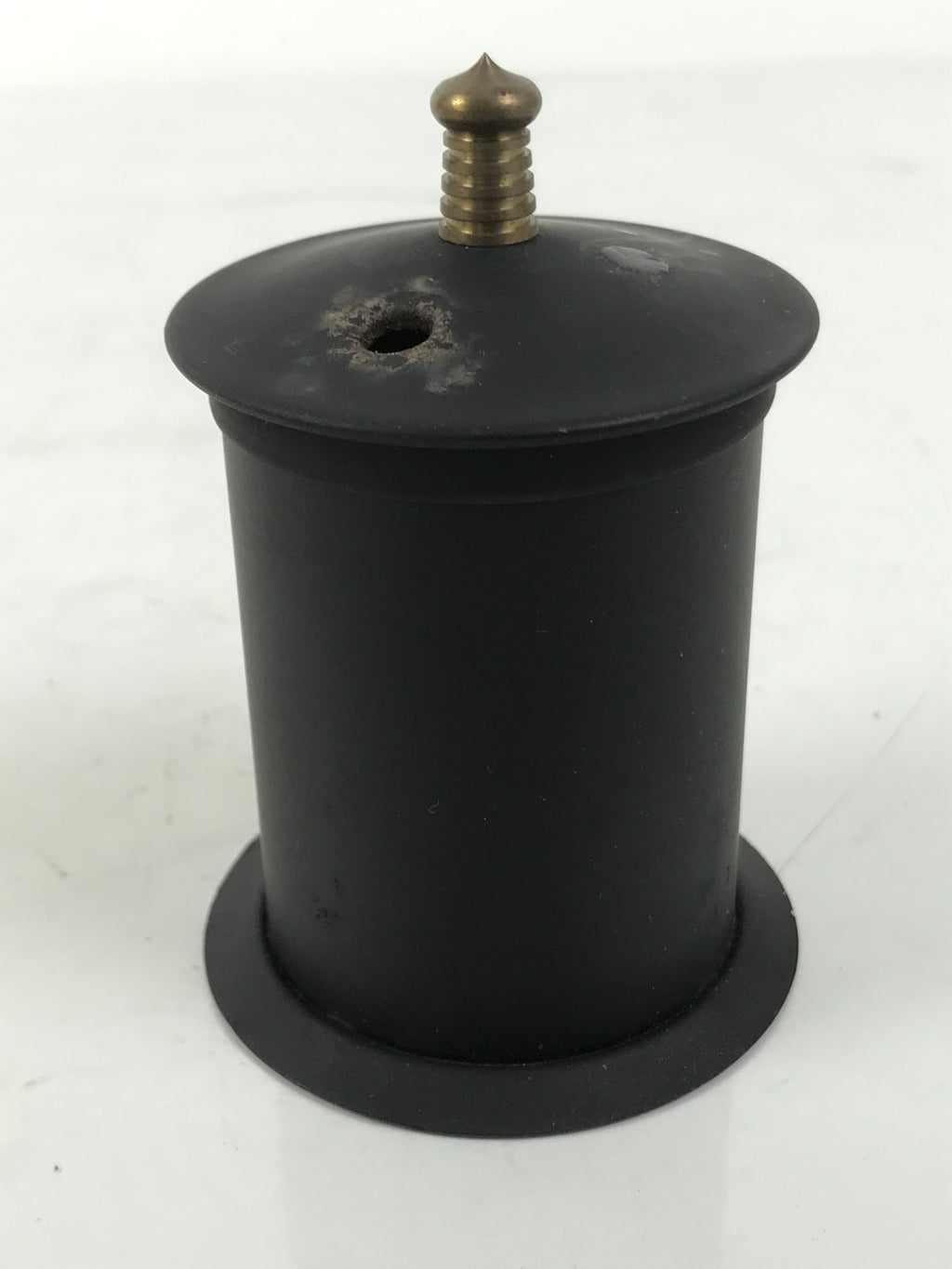 Japanese Buddhist Altar Metal Matchstick Disposal Jar Hikeshi Vtg Black BA638