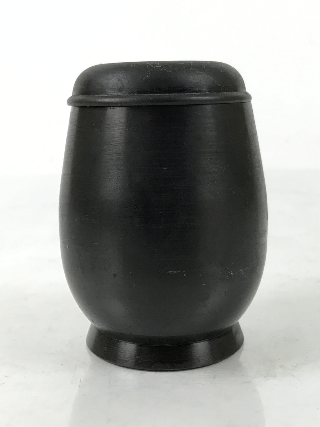Japanese Buddhist Altar Metal Matchstick Disposal Jar Vtg Hikeshi Black BA529