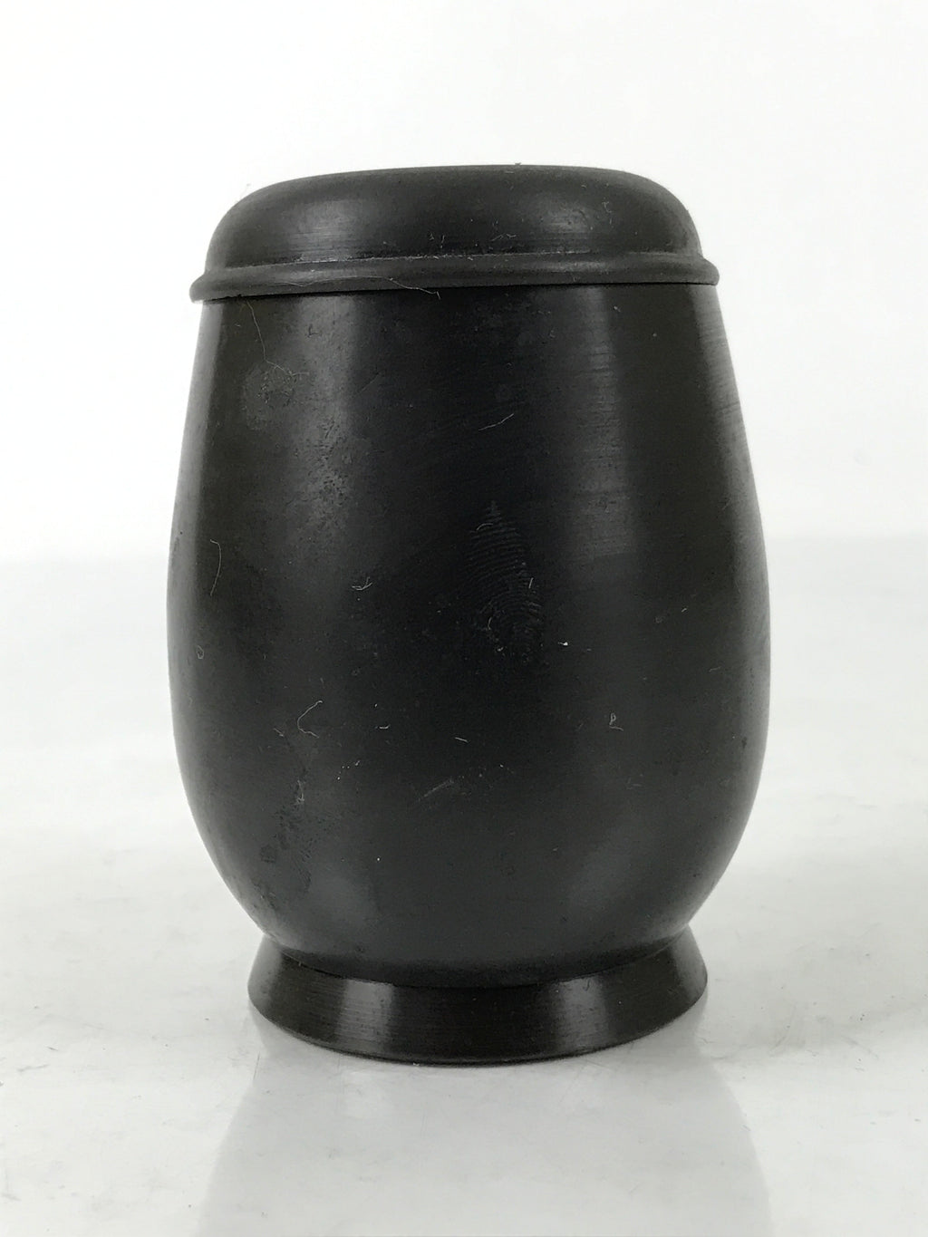Japanese Buddhist Altar Metal Matchstick Disposal Jar Vtg Hikeshi Black BA529