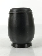 Japanese Buddhist Altar Metal Matchstick Disposal Jar Vtg Hikeshi Black BA529