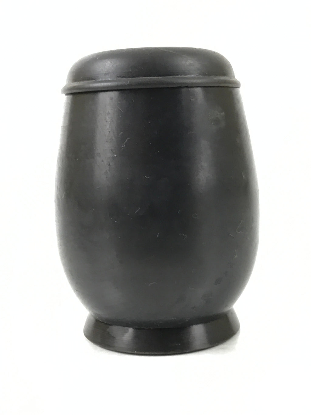 Japanese Buddhist Altar Metal Matchstick Disposal Jar Vtg Hikeshi Black BA529