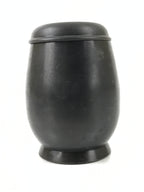 Japanese Buddhist Altar Metal Matchstick Disposal Jar Vtg Hikeshi Black BA529