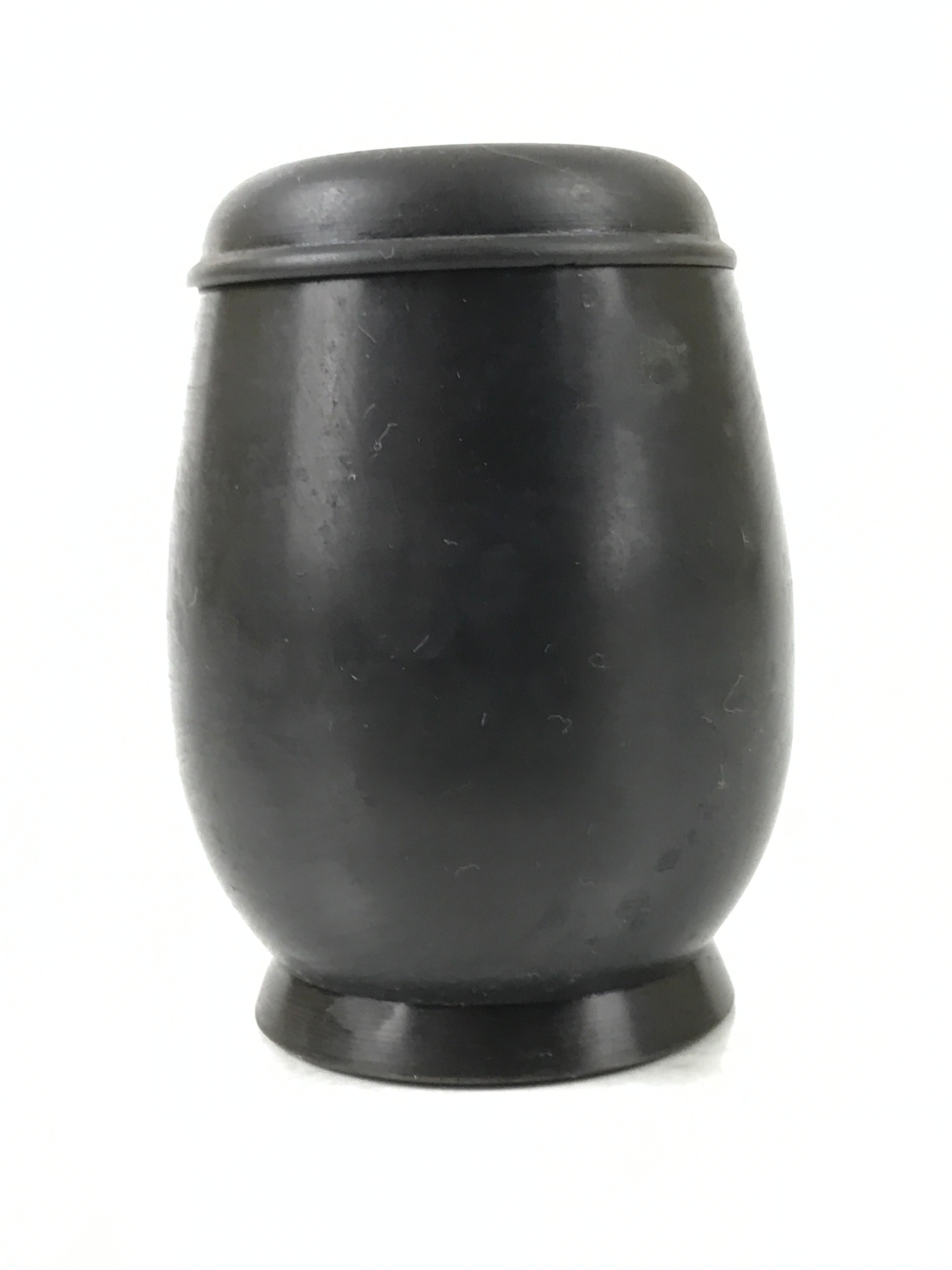 Japanese Buddhist Altar Metal Matchstick Disposal Jar Vtg Hikeshi Black BA529