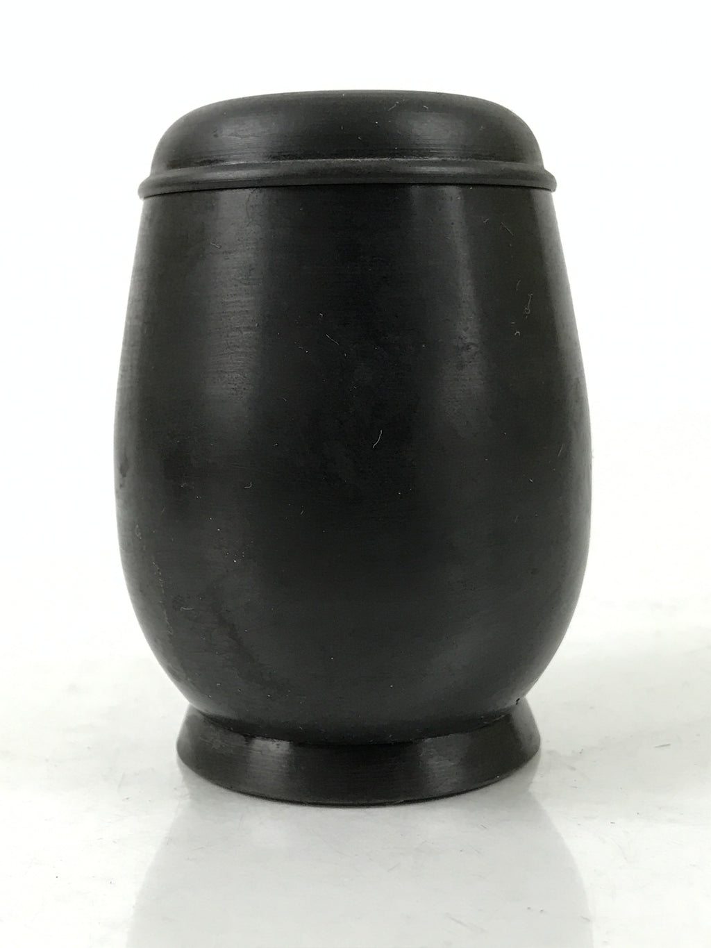 Japanese Buddhist Altar Metal Matchstick Disposal Jar Vtg Hikeshi Black BA529