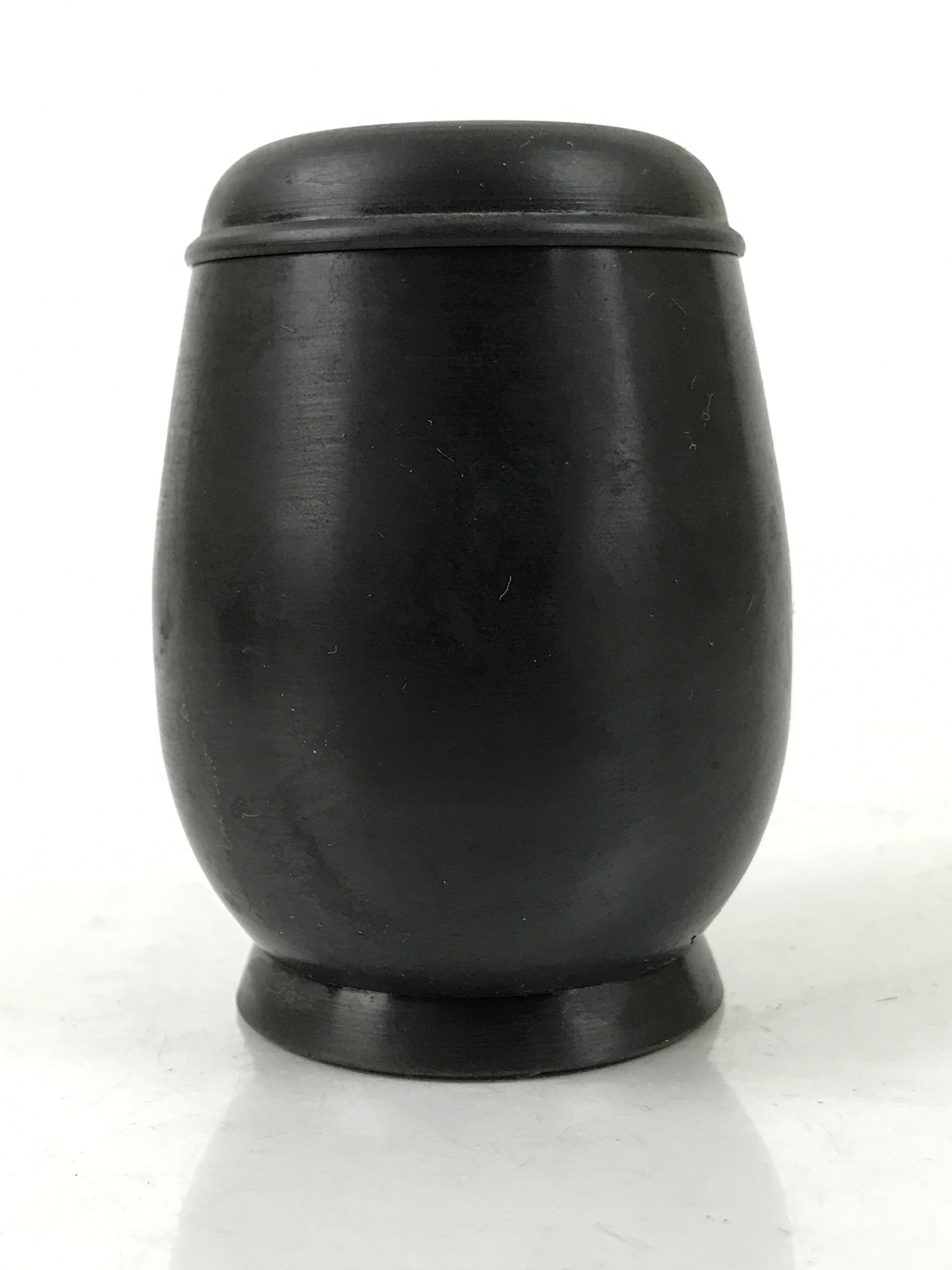 Japanese Buddhist Altar Metal Matchstick Disposal Jar Vtg Hikeshi Black BA529