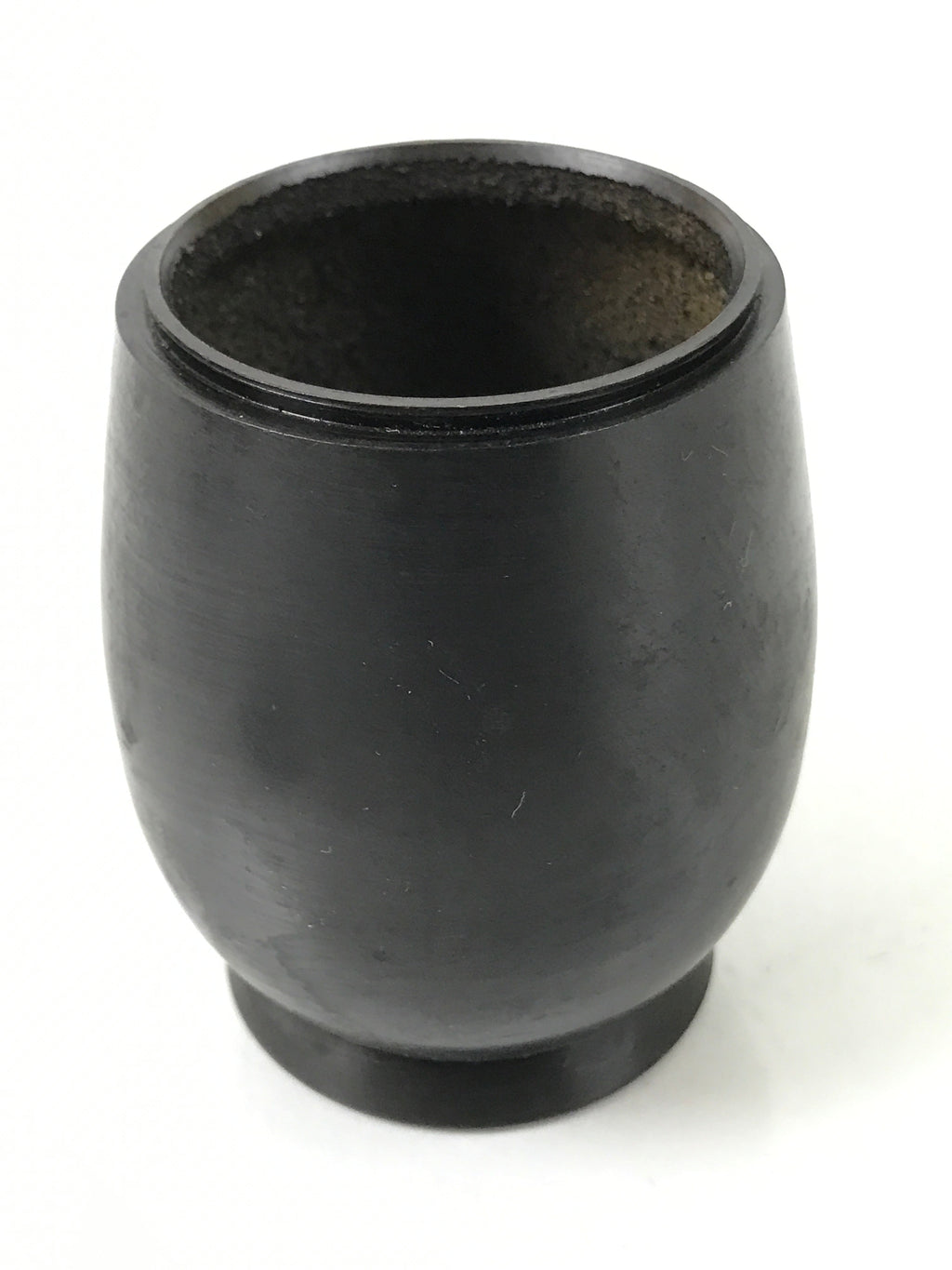 Japanese Buddhist Altar Metal Matchstick Disposal Jar Vtg Hikeshi Black BA529