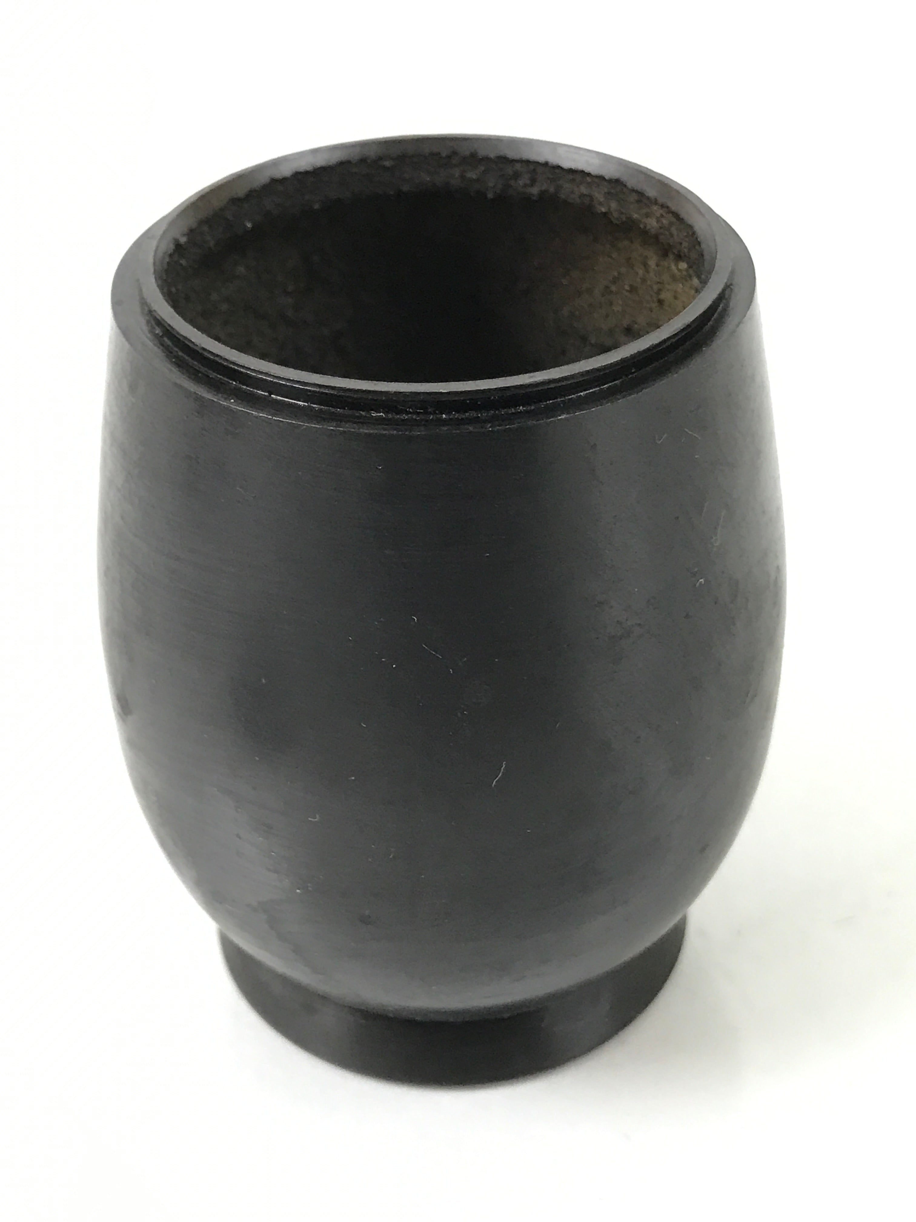 Japanese Buddhist Altar Metal Matchstick Disposal Jar Vtg Hikeshi Black BA529