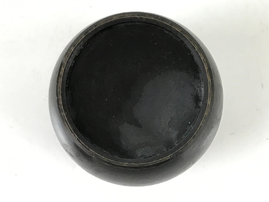 Japanese Buddhist Altar Metal Matchstick Disposal Jar Vtg Hikeshi Black BA529